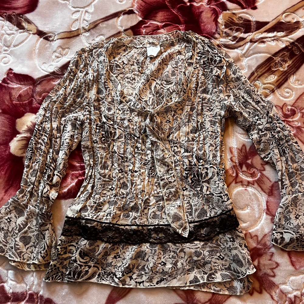 Tailor Vintage Black and Cream Lace Blouse